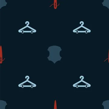 Set Needle for sewing with thread, Leather and Hanger wardrobe on seamless Illustrazione stock