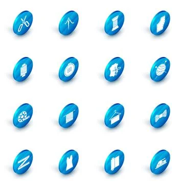 Set Needle for sewing with thread, Sewing on spool, Pattern, Tape measure, Round イラスト素材