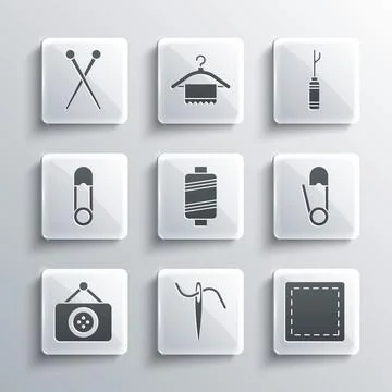 Set Needle for sewing with thread, Sewing Pattern, Safety pin, Tailor shop,.. イラスト素材