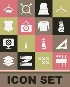 Set Needle for sewing, Triangular ruler, Sewing thread, Thimble, Tailor shop イラスト素材