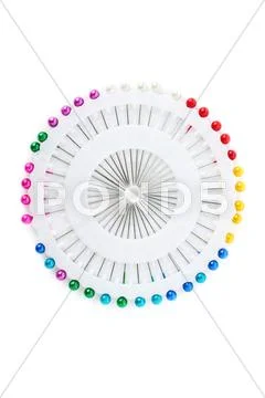 Set of needles isolated over the white background Stock Photos