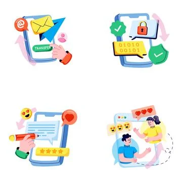 Set of Negotiation Flat Illustrations Stock Illustration