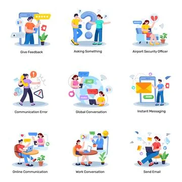 Set of Negotiation Flat Illustrations Stock Illustration