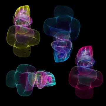 Set of neon abstract wave shapes Stock Illustration