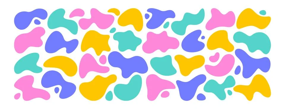 Set of neon gradient irregular liquid blobs or freeform organic abstract shapes Stock Illustration