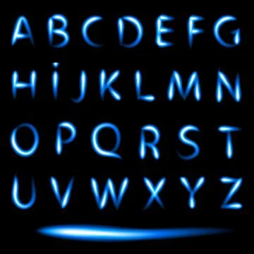 Set of neon letters 스톡 일러스트