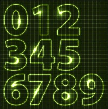 Set of neon numbers Stock Illustration