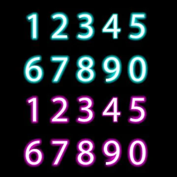 Set of neon numbers, isolated vector Stock Illustration