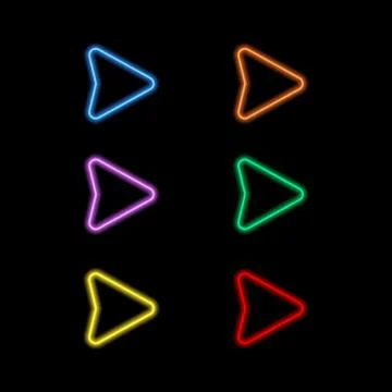 Set of neon pointers on a black background. Stock Illustration