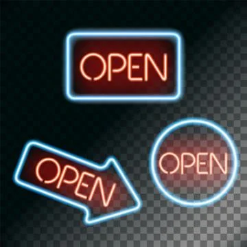 Set of neon sign Illustrazione stock