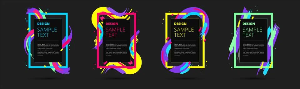 Set of neon vector frames for text and photos. Creative modern art graphics Stock Illustration