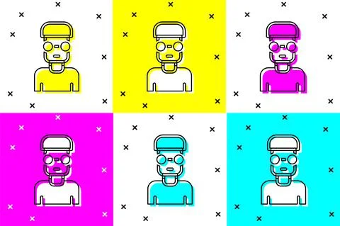 Set Nerd geek icon isolated on color background. Vector Stock Illustration