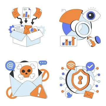 Set of Network and Communication Flat Illustrations Illustration