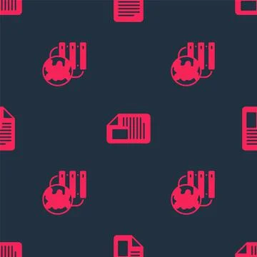 Set Network cloud connection and File document on seamless pattern. Vector Stock Illustration