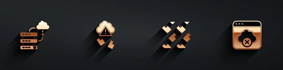 Set Network cloud connection, Cloud hacking, Data stream and Failed access 스톡 일러스트