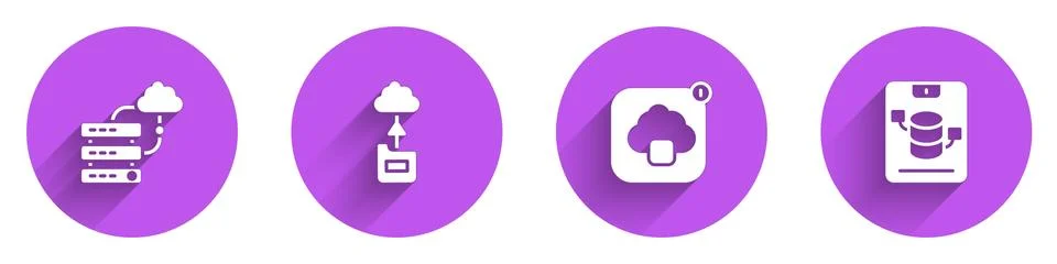 Set Network cloud connection, Cloud technology data transfer, and Server, Data Stock Illustration