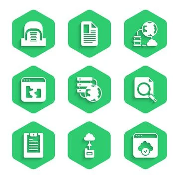Set Network cloud connection, Cloud technology data transfer, Search concept 스톡 일러스트