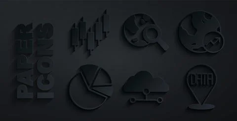 Set Network cloud connection, Financial growth, Pie chart infographic, Data Illustrazione stock