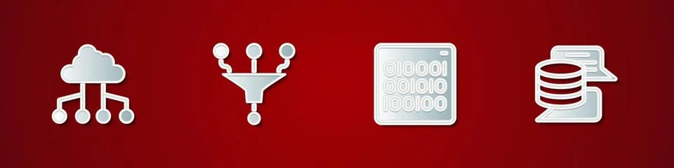 Set Network cloud connection, Funnel filter, Binary code and Server, Data i.. Stockillustratie