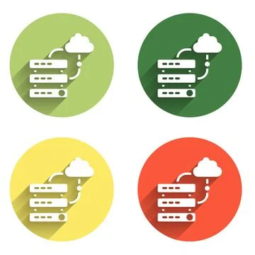 Set Network cloud connection icon isolated with long shadow background. Soc.. Stock Illustration