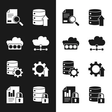 Set Network cloud connection, Password protection, Document with search, Server イラスト素材