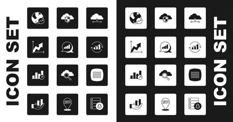 Set Network cloud connection, Pie chart infographic, Financial growth, Cloud and Stockillustratie