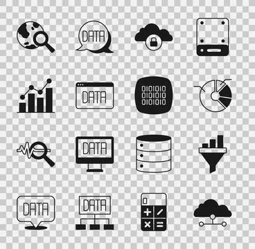 Set Network cloud connection, Sales funnel with chart, Pie infographic, Clo.. Stock Illustration