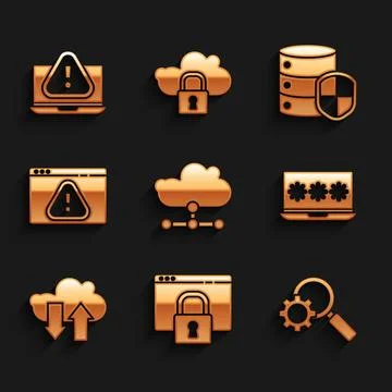 Set Network cloud connection, Secure your site with HTTPS, SSL, Magnifying .. Иллюстрация