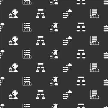 Set Network cloud connection, Server, Data, Web Hosting, and Hierarchy Stock Illustration