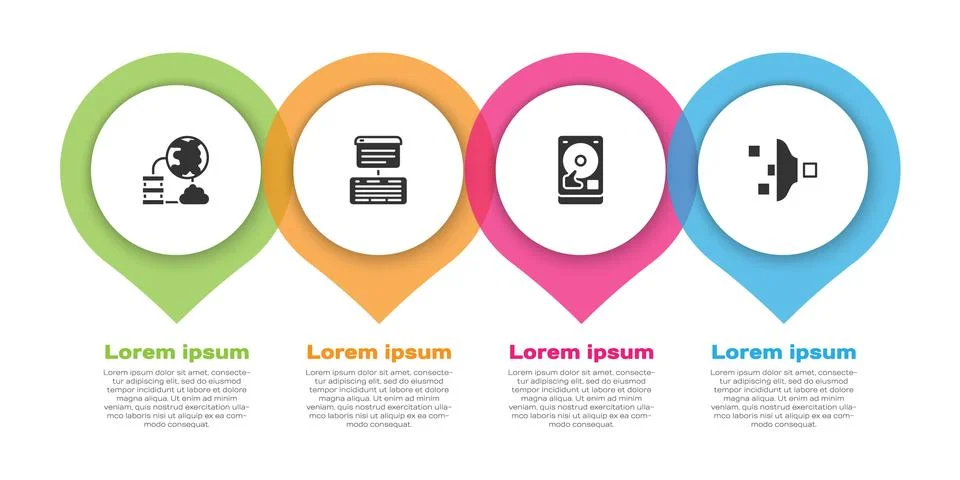 Set Network cloud connection, Server, Data, Web Hosting, Hard disk drive HDD  Stock Illustration