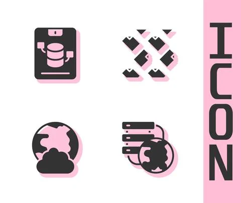 Set Network cloud connection, Server, Data, Web Hosting, Social network and Stock Illustration