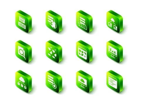 Set Network cloud connection, Server, Data, Web Hosting, Cloud technology data Stock Illustration