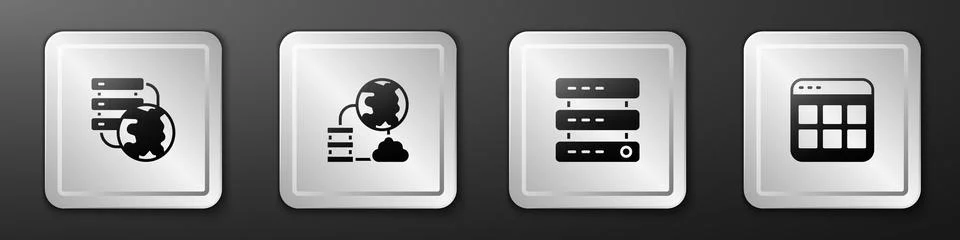 Set Network cloud connection, , Server, Data, Web Hosting and Browser files icon Illustrazione stock