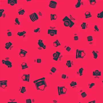 Set Network cloud connection, Smart data server, car system and Tv on seamless Stock Illustration