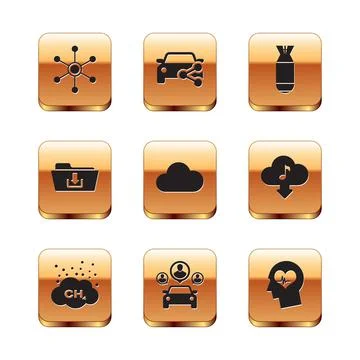 Set Network, Methane emissions reduction, Car sharing, Music streaming service Stockillustratie