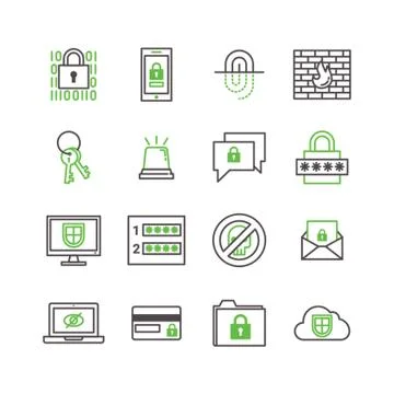 Set of network security concepts Illustrazione stock