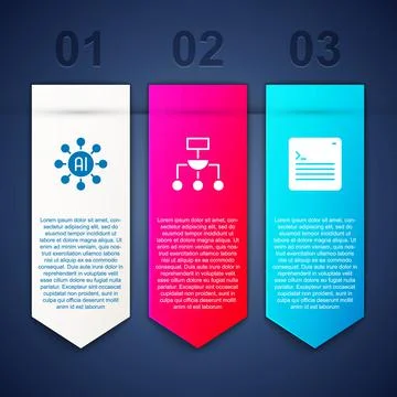 Set Neural network, Algorithm and Web developer programming code. Business Stock Illustration