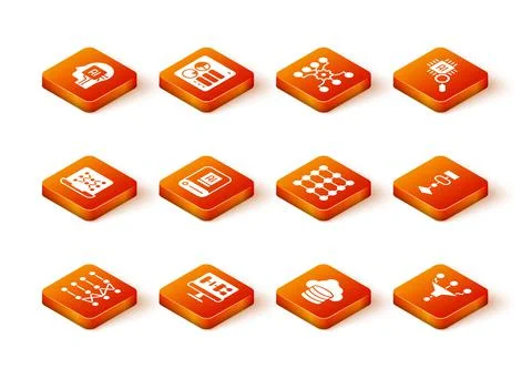 Set Neural network, Algorithm, Artificial intelligence AI, Cloud database 스톡 일러스트