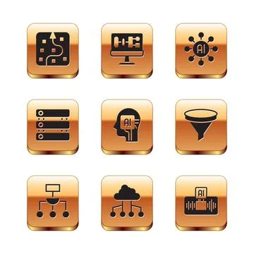 Set Neural network, Algorithm, Network cloud connection, Humanoid robot, Server イラスト素材