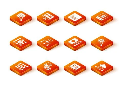 Set Neural network, Artificial intelligence robot, Algorithm, Network cloud Illustrazione stock