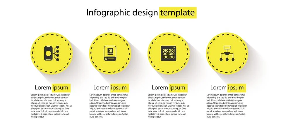 Set Neural network, Artificial intelligence AI, Binary code and Algorithm Stock Illustration