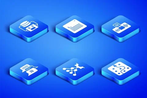 Set Neural network, Artificial intelligence robot, Chat, Web developer Stockillustratie