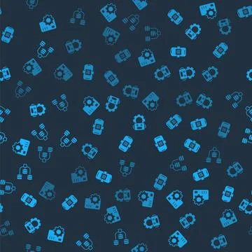 Set Neural network, Artificial intelligence AI, Robot setting and Server, D.. 스톡 일러스트
