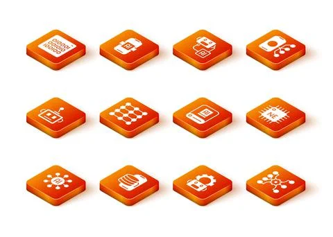 Set Neural network, Cloud technology data transfer, Artificial intelligence Stock Illustration