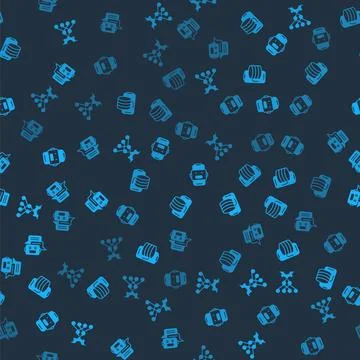 Set Neural network, Cloud technology data transfer, Chat bot and on seamless 库存插图