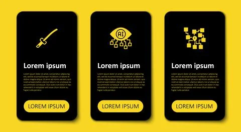 Set Neural network, Computer vision and Katana. Business infographic template Stock-Illustration