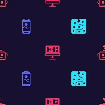 Set Neural network, Mobile phone, Algorithm and Artificial intelligence robot on イラスト素材