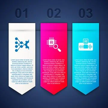 Set Neural network, Processor CPU and Artificial intelligence AI. Business in Illustrazione stock