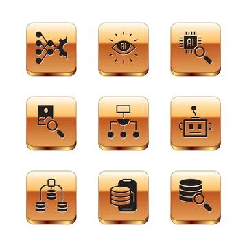 Set Neural network, Server, Data, Cloud technology data transfer, Algorithm 库存插图