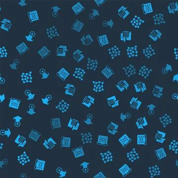 Set Neural network, Server, Data,  and Graduation cap on seamless pattern. .. Stock Illustration